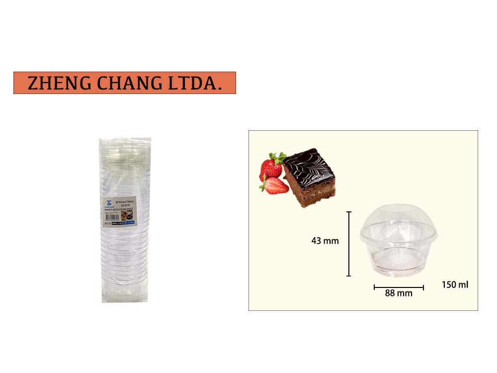 Vasos bajos con tapa para postres, 150 ml, 25 unidades (x6)