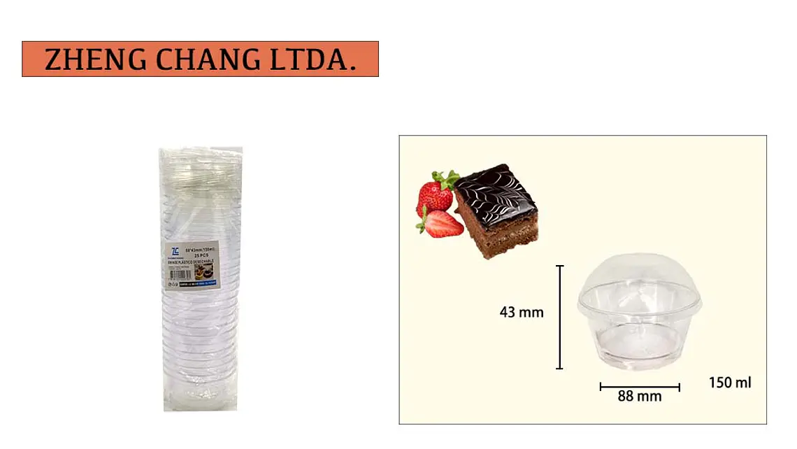 Vasos bajos con tapa para postres, 150 ml, 25 unidades (x6) 1