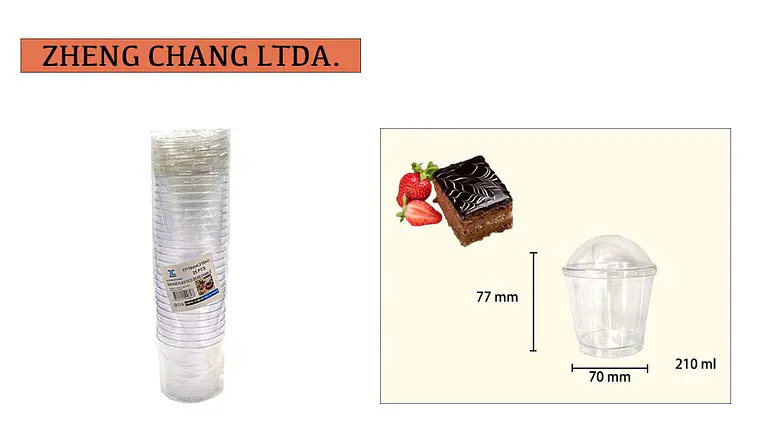 Vasos redondos con tapa para postres, 210 ml, 25 unidades (x6) 1
