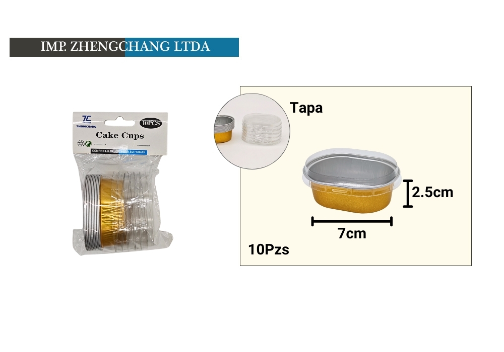 Moldes ovalados de aluminio con tapa, 7 cm, 10 unidades (x12)