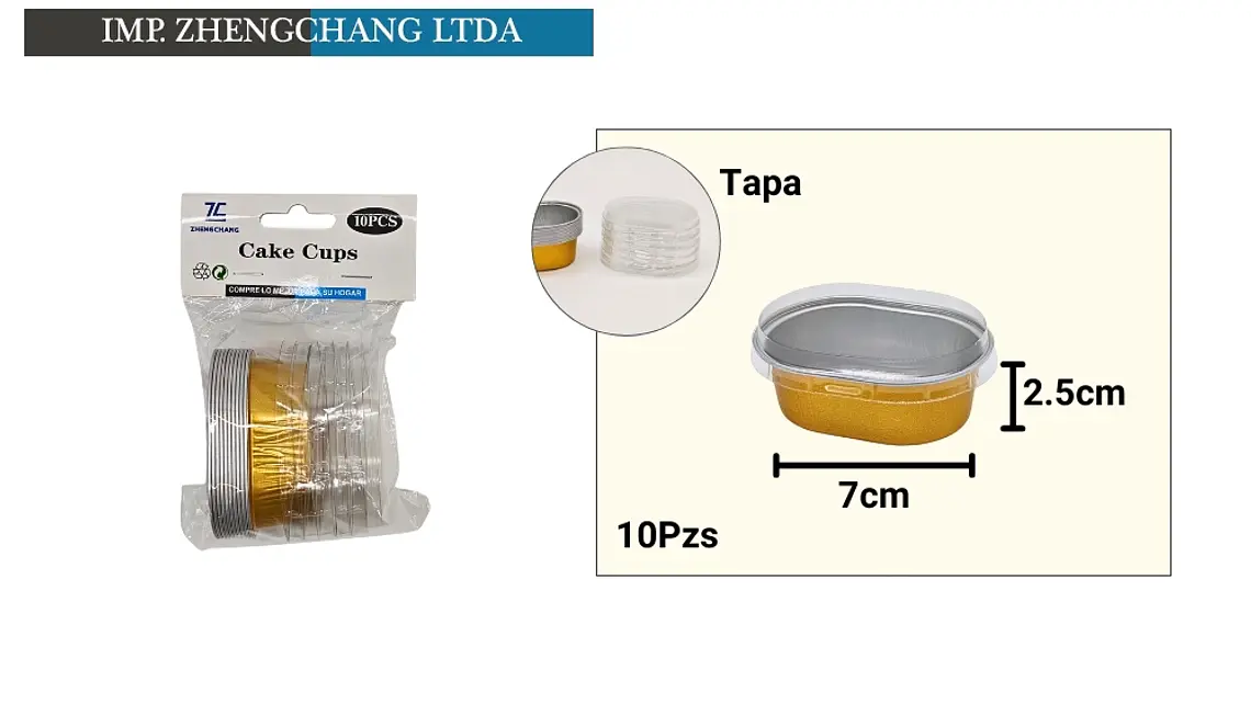 Moldes ovalados de aluminio con tapa, 7 cm, 10 unidades (x12) 1