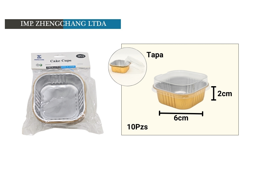 Moldes cuadrados con tapa para postres, 6 cm, 10 unidades (x12)