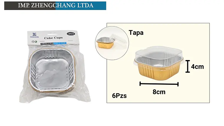 Moldes cuadrados con tapa para postres, 8 cm, 6 unidades (x12) 1