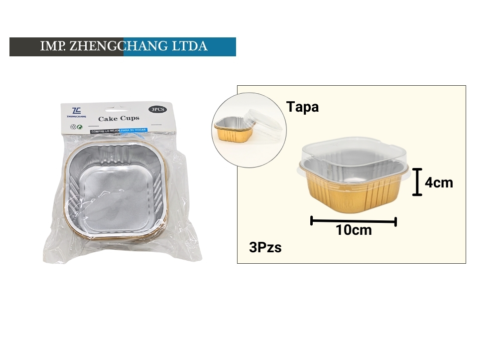 Moldes cuadrados con tapa para postres, 10 cm, 3 unidades (x12)