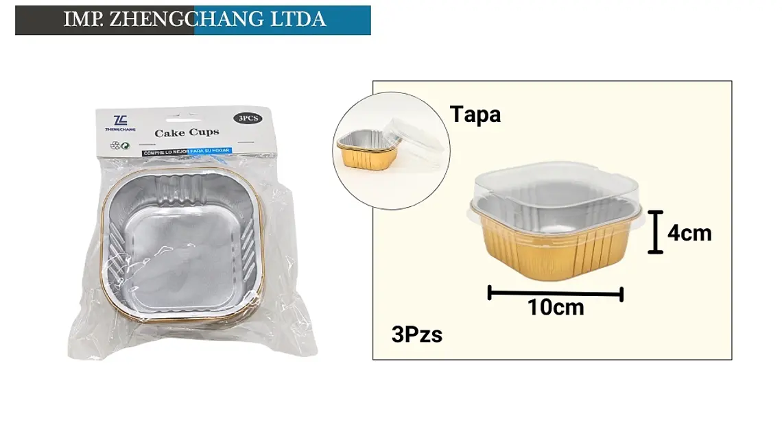 Moldes cuadrados con tapa para postres, 10 cm, 3 unidades (x12) 1