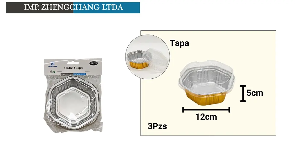 Moldes hexagonales con tapa para postres, 12 cm, 3 unidades (x12) 1