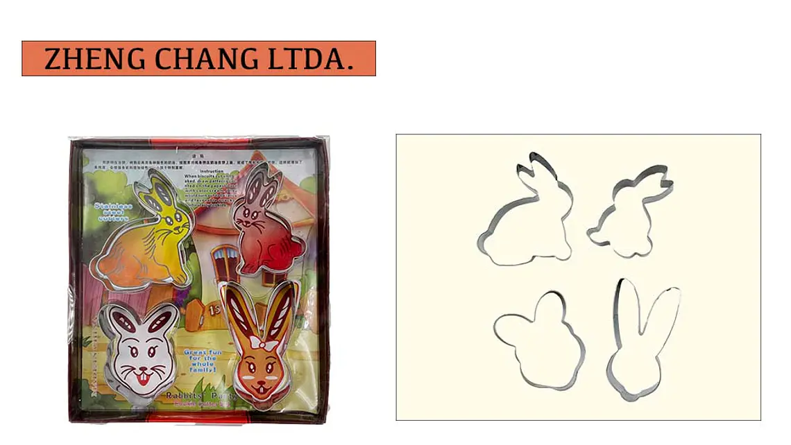 Juego de cortadores de galletas con figuras de conejos (x12) 1