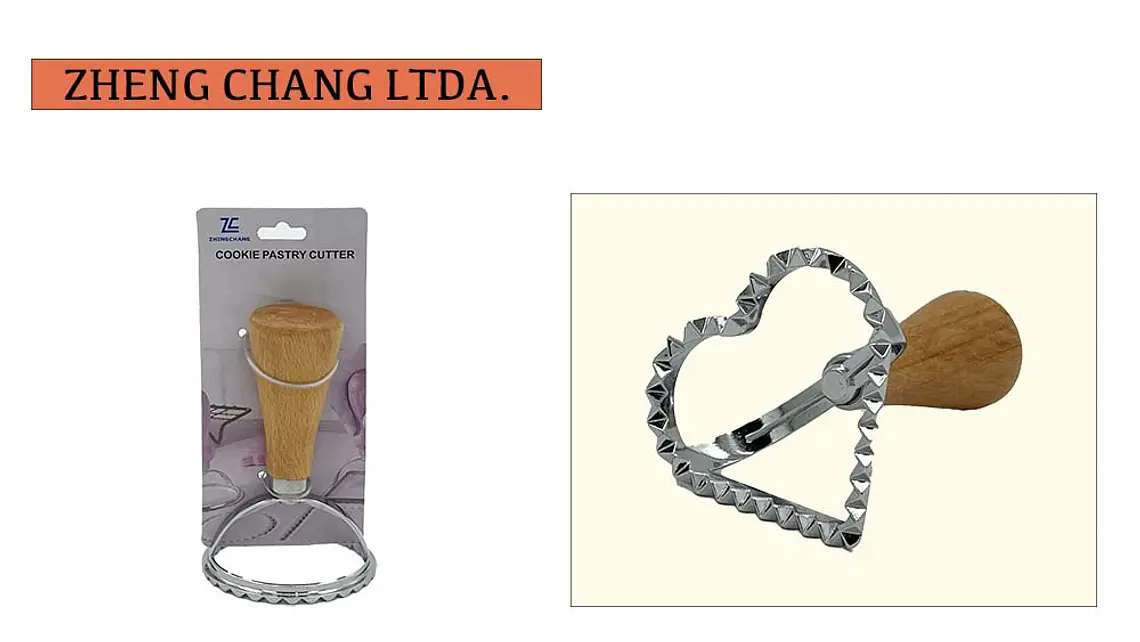Cortador de corazón dentado con mango de madera (x12) 1