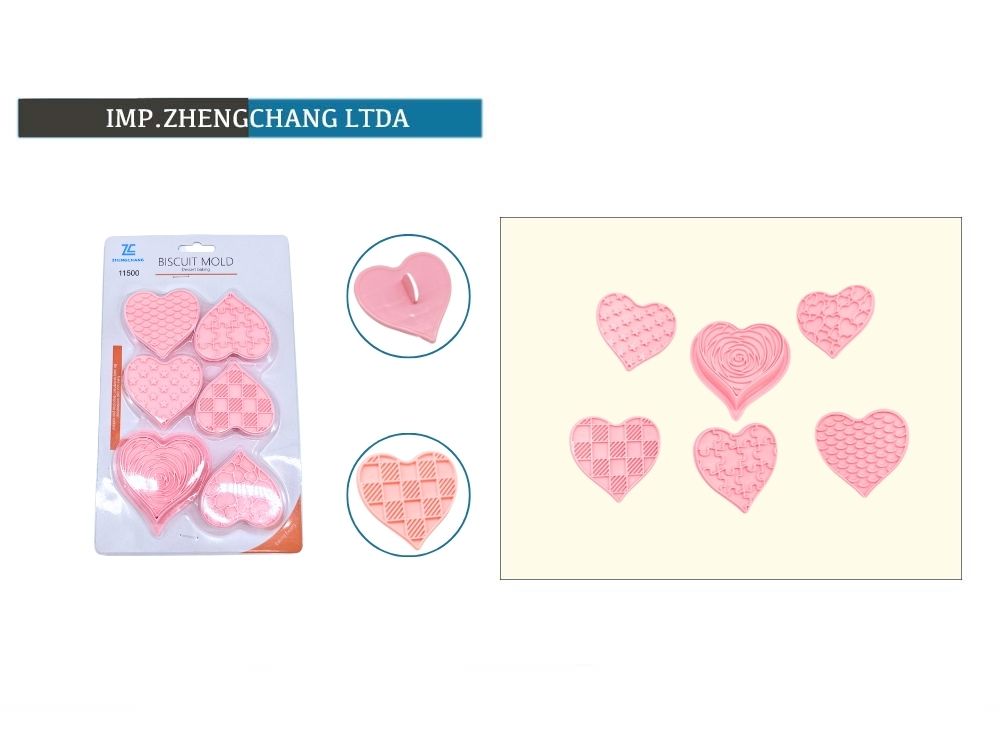 Sellos para galletas con corazones texturizados (x12)