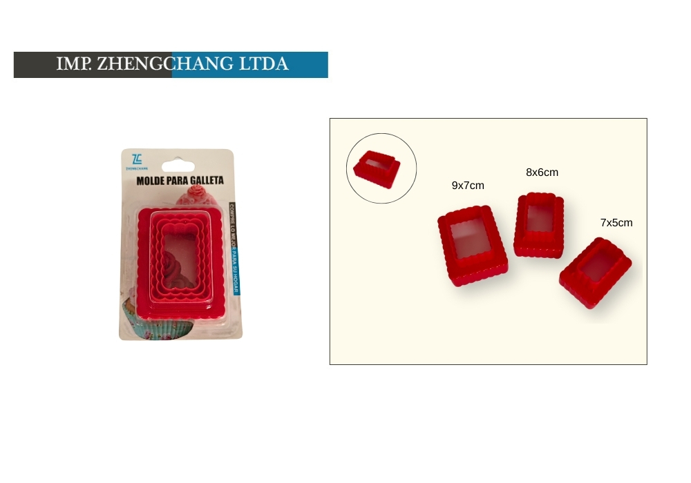 Juego de 6 cortadores rectangulares ondulados (x12)
