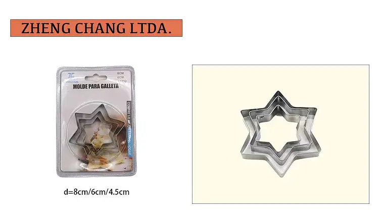 Juego de 3 cortadores de estrellas de seis puntas (x12) 1