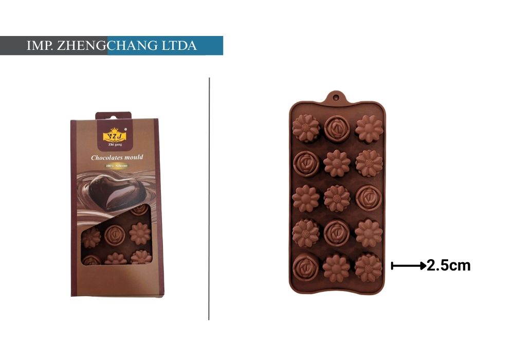 Molde para chocolates con flores y rosas (x12)