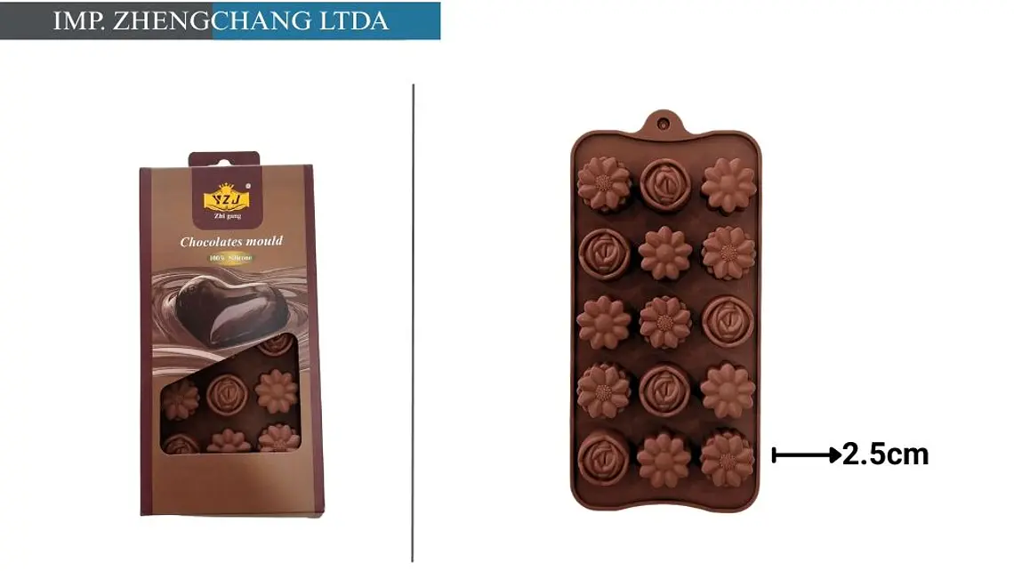 Molde para chocolates con flores y rosas (x12) 1