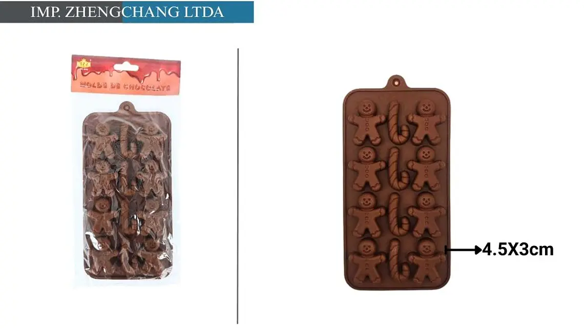 Molde para chocolates con muñecos de jengibre y bastones (x12) 1