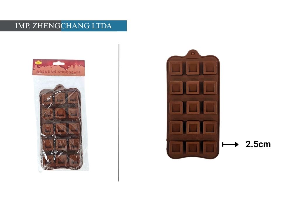 Molde para chocolates cuadrados, 15 cavidades (x12)