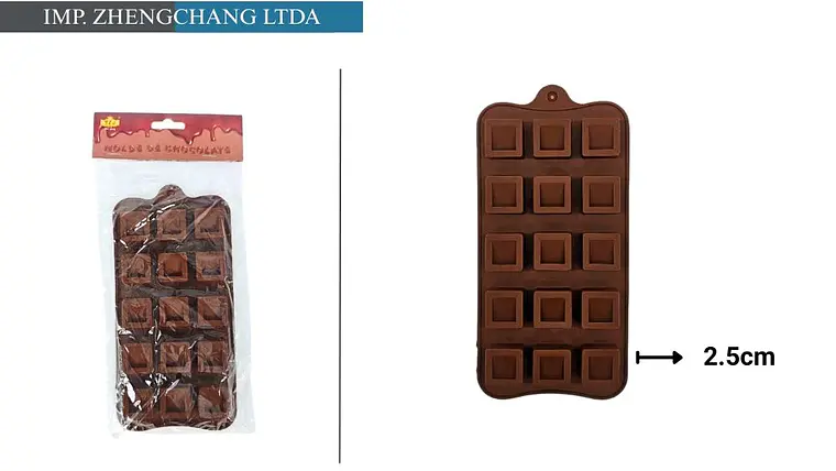 Molde para chocolates cuadrados, 15 cavidades (x12) 1