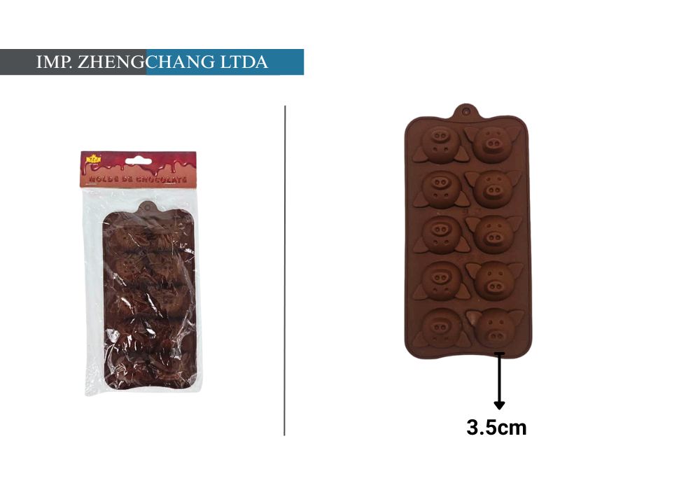 Molde para chocolates con caritas de cerdito (x12)