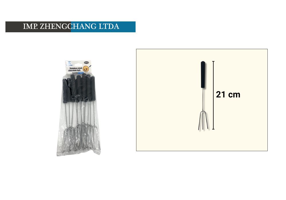 Tenedor de acero inoxidable para chocolate, 3 puntas (x12)