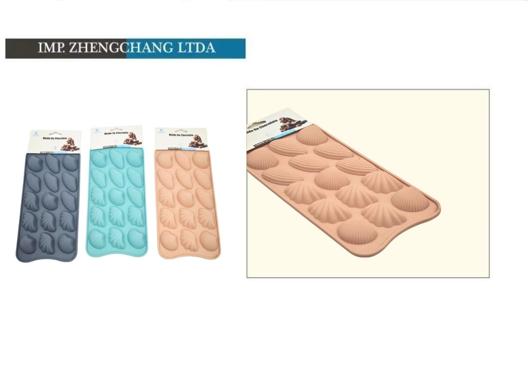 Molde de silicona para chocolates con conchas marinas (x12)