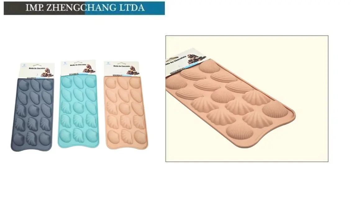 Molde de silicona para chocolates con conchas marinas (x12) 1