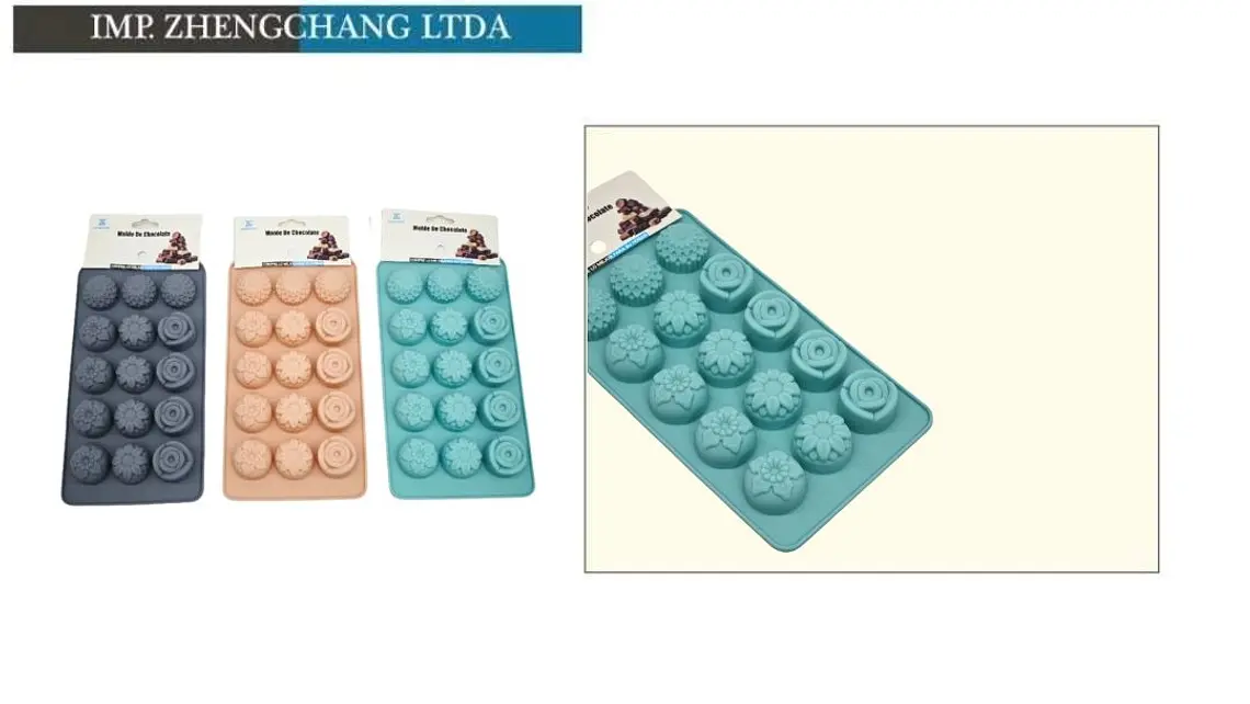 Molde de silicona para chocolates con flores (x12) 1