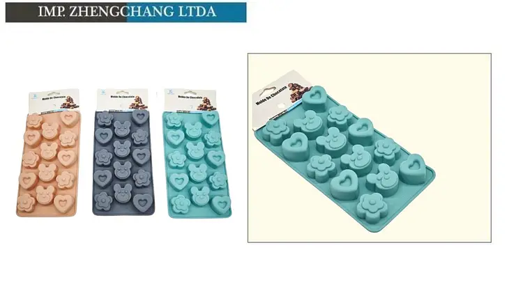 Molde de silicona para chocolates con flores y corazones (x12) 1