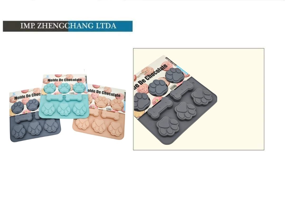 Molde de silicona para chocolates con huellas de patitas (x12)