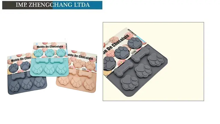 Molde de silicona para chocolates con huellas de patitas (x12) 1