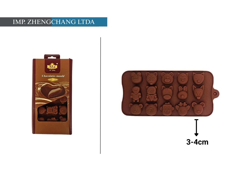 Molde para chocolates con figuras de animales (x12)