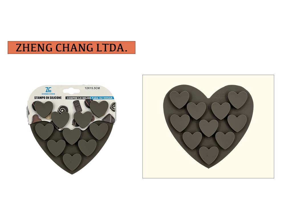 Molde de silicona con 10 corazones para chocolate (x12)
