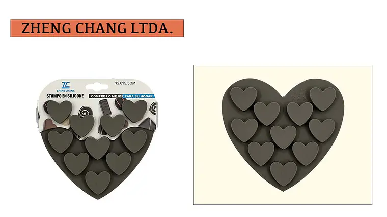 Molde de silicona con 10 corazones para chocolate (x12) 1