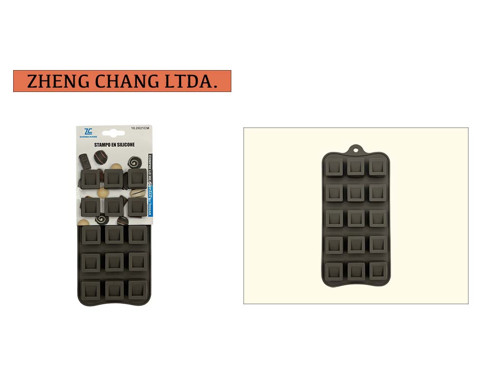 Molde de silicona con 15 cuadrados para chocolate (x12)
