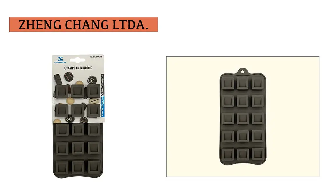 Molde de silicona con 15 cuadrados para chocolate (x12) 1