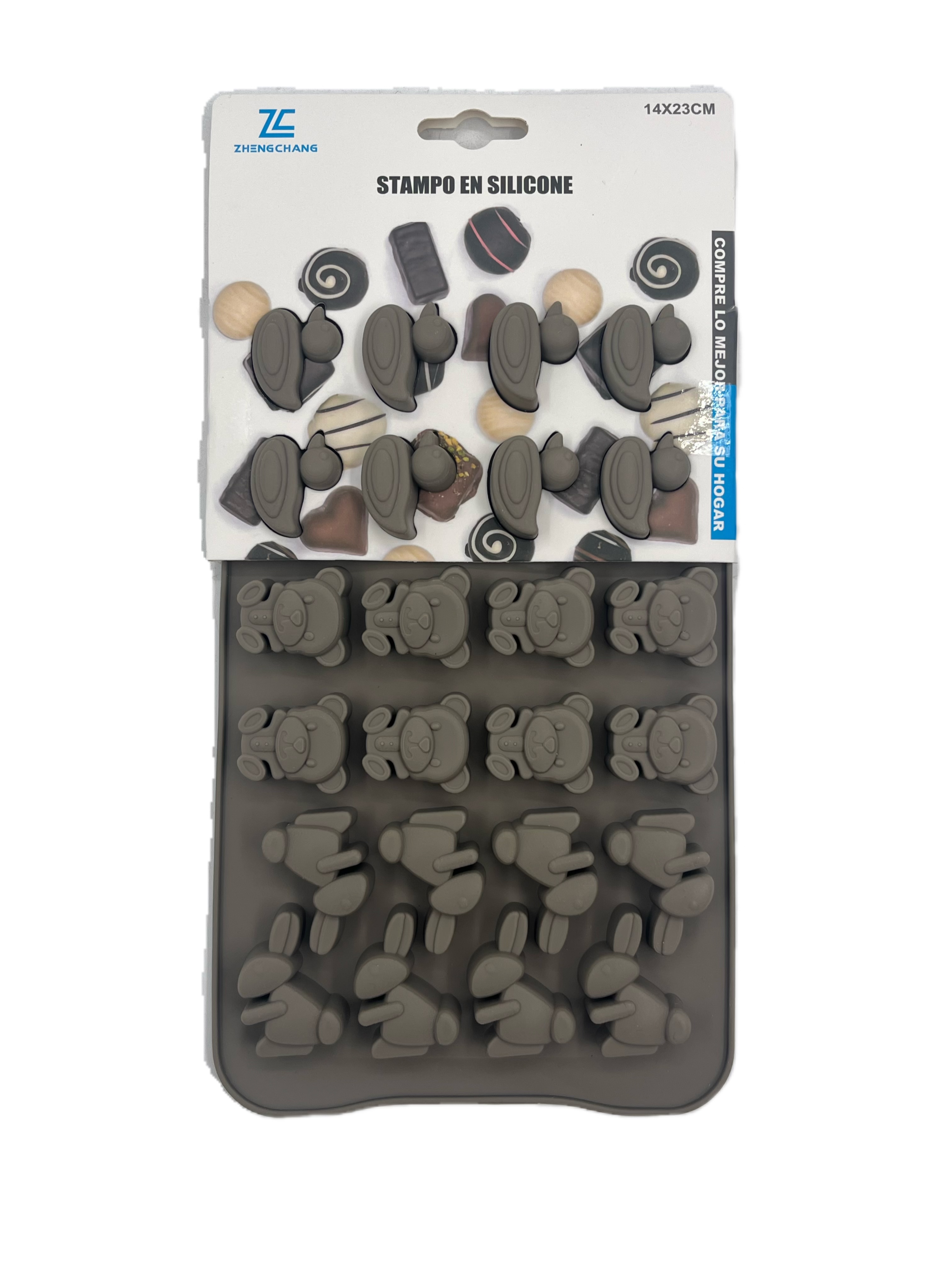 Molde de silicona con patos, osos y conejos, 24 cavidades (x12)