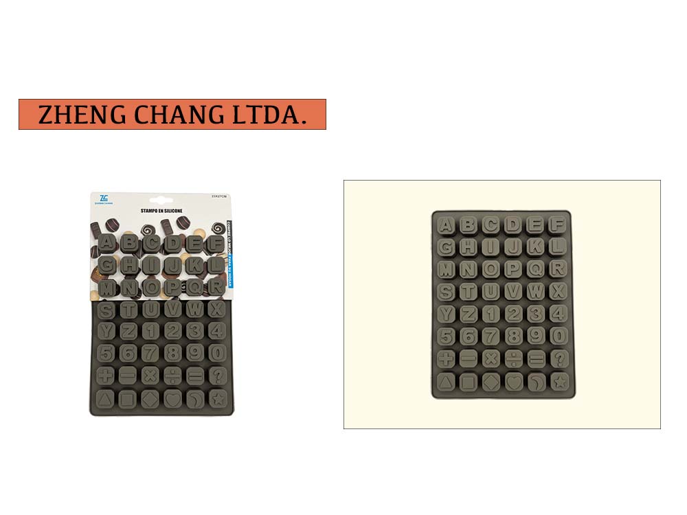 Molde de silicona con letras en relieve, 48 cavidades (x12)