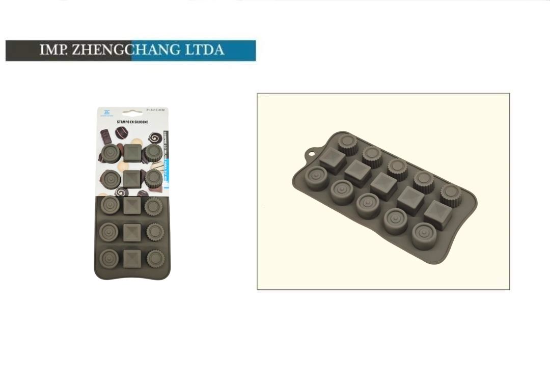 Molde de silicona para chocolates redondos y cuadrados (x12)
