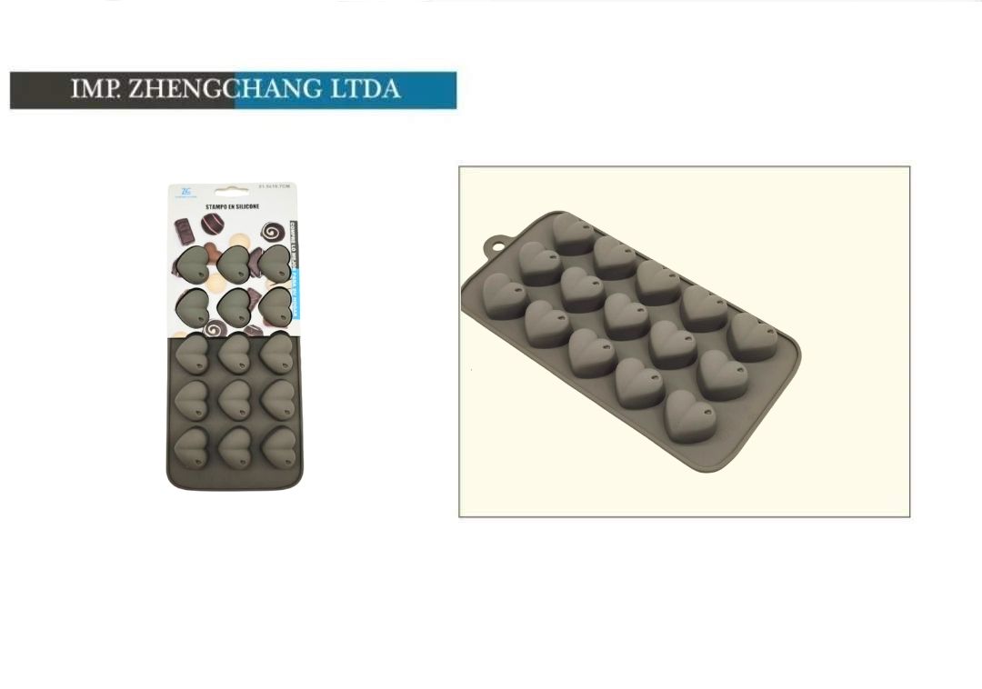 Molde de silicona para chocolates con corazones (x12)