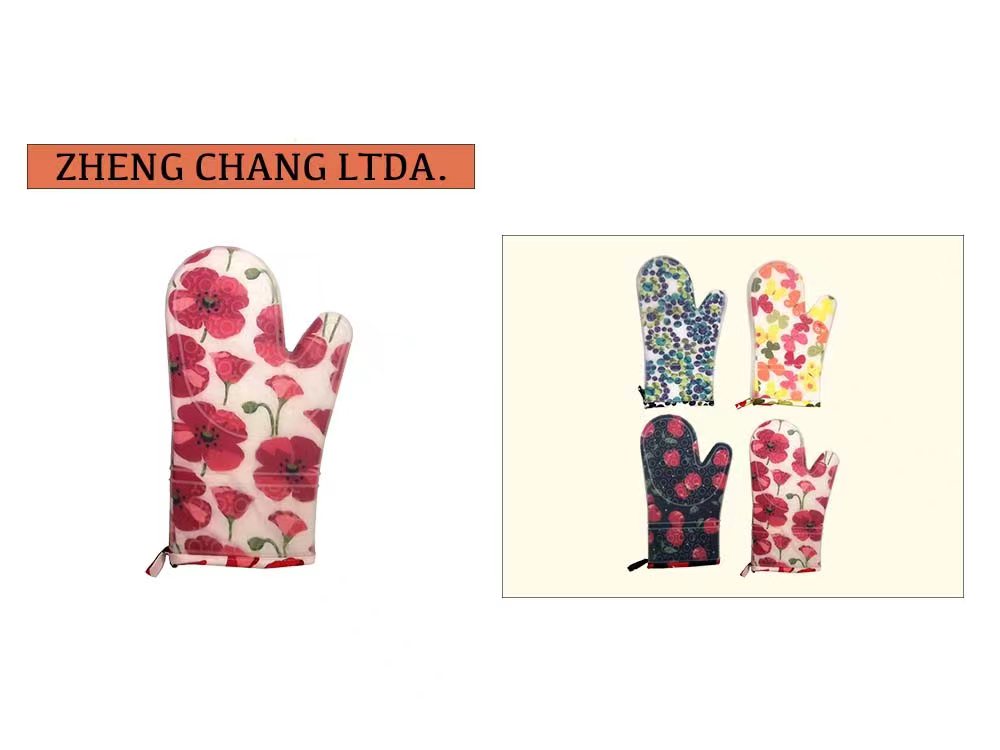 Guante para horno con estampado floral (x12)