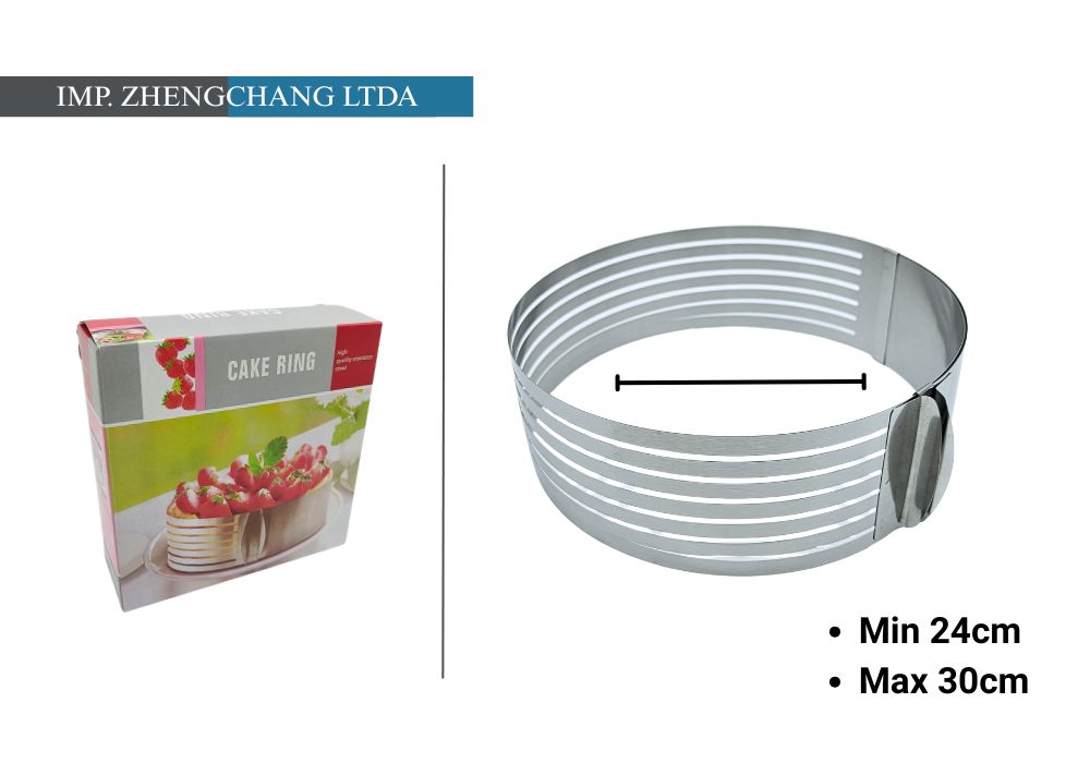 Aro ajustable con guías para cortar tortas, 24 a 30 cm (x12)