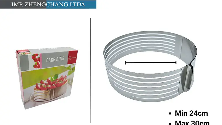 Aro ajustable con guías para cortar tortas, 24 a 30 cm (x12) 1
