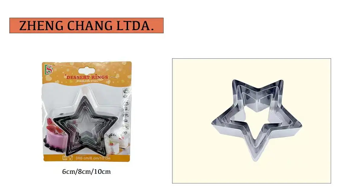 Juego de 3 aros de estrella para mousse, 6, 8 y 10 cm (x12) 1