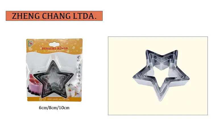 Juego de 3 aros de estrella para mousse, 6, 8 y 10 cm (x12) 1