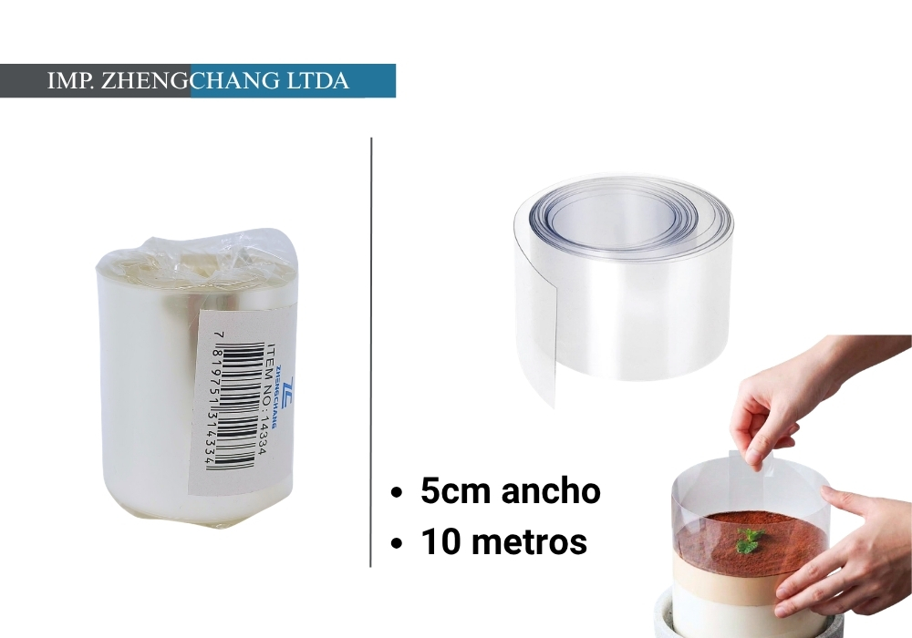 Rollo de banda transparente para repostería, 5 cm × 10 m (x5)