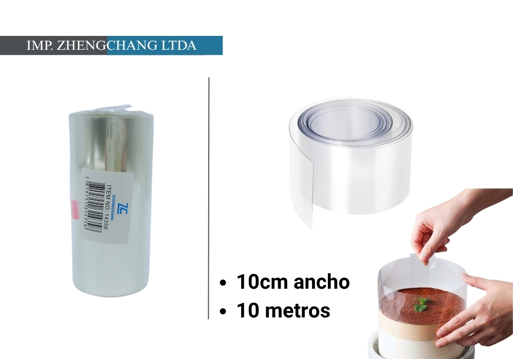 Rollo de banda transparente para repostería, 10 cm × 10 m (x5)