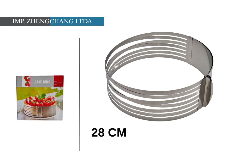 Aro ajustable con guías para cortar tortas, 28 cm (x12)