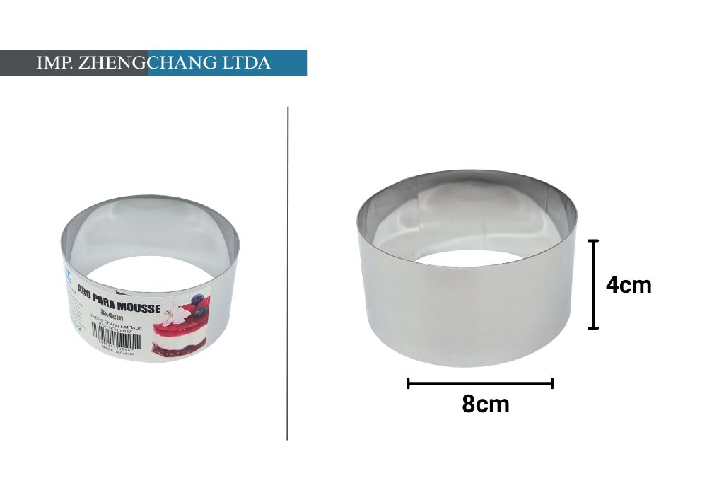 Aro redondo para mousse, 8 cm de diámetro y 4 cm de alto (x12)