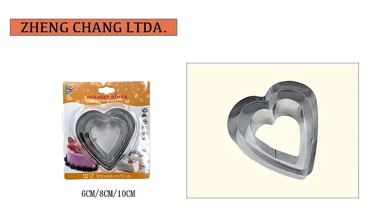 Juego de 3 aros de corazón para mousse, 6, 8 y 10 cm (x12) 1