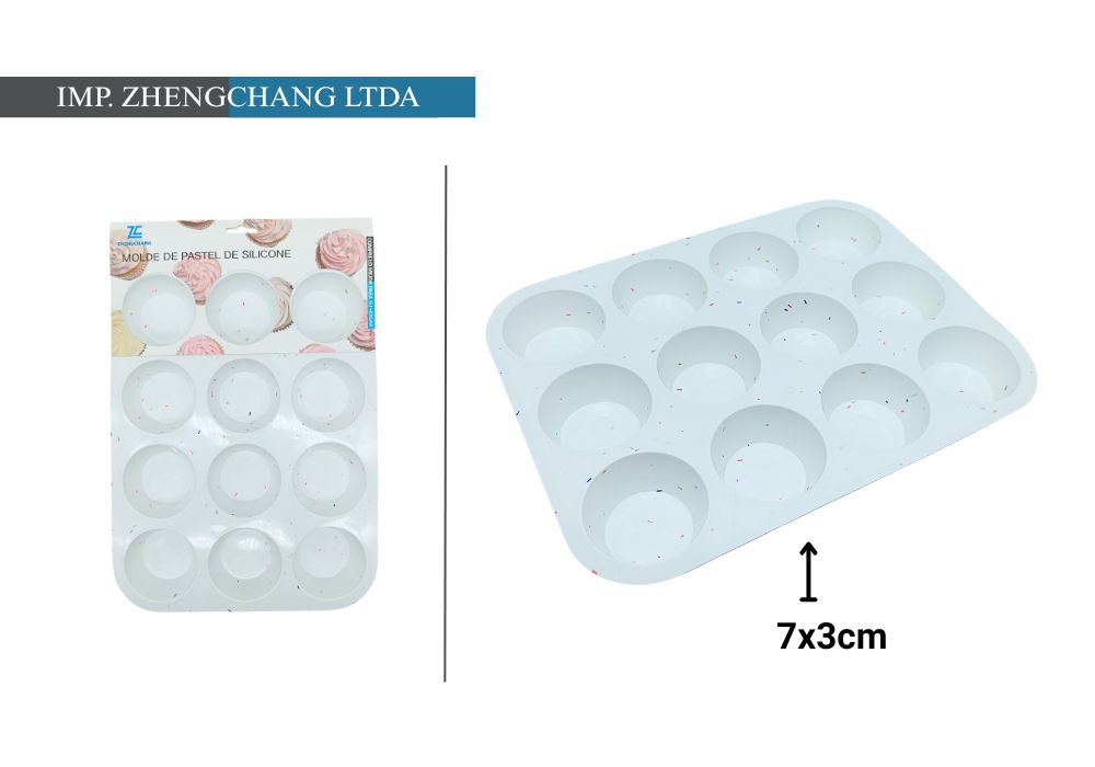 Molde blanco de silicona para cupcakes, 12 cavidades (x12)