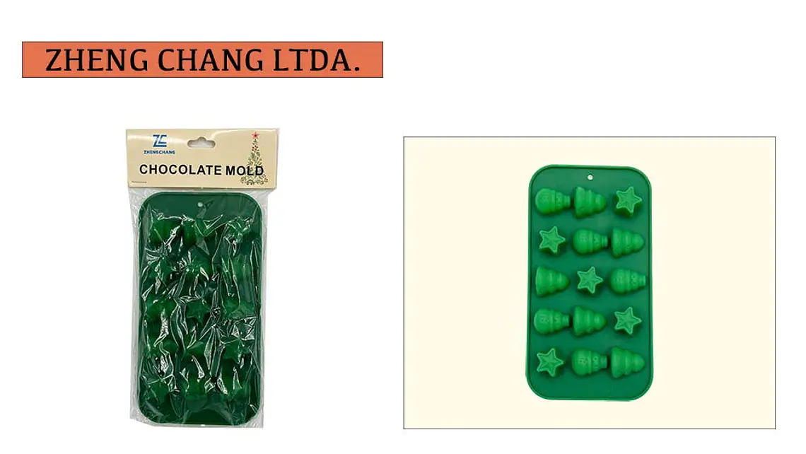 Molde para chocolate con estrellas y árboles navideños (x12) 1