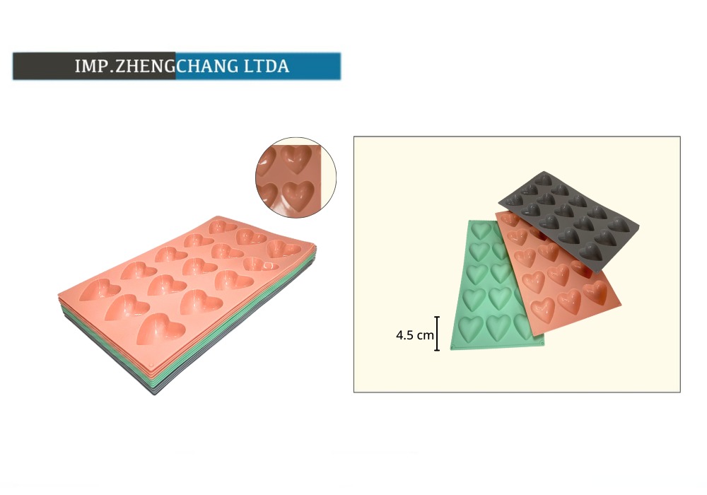 Molde de silicona con corazones para repostería (x12)